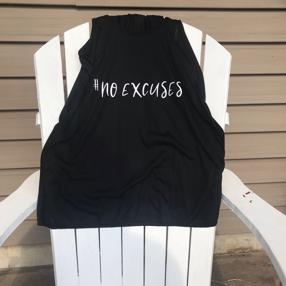 NO EXCUSES Black Flowy Racerback Tank - Picture 4 of 4